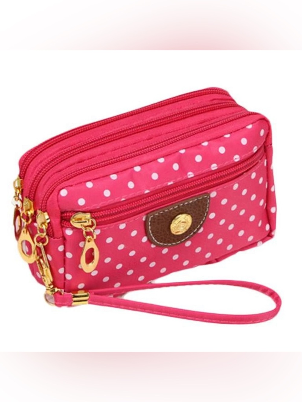 Polka Dot Pink Wristlet Wallet